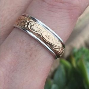 Cute Floral 14K Gold Filled & Sterling Silver Spinner Ring